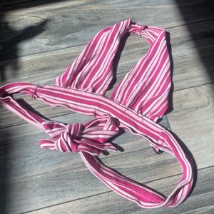 SHEIN Striped Tie Back Crop Halter Top